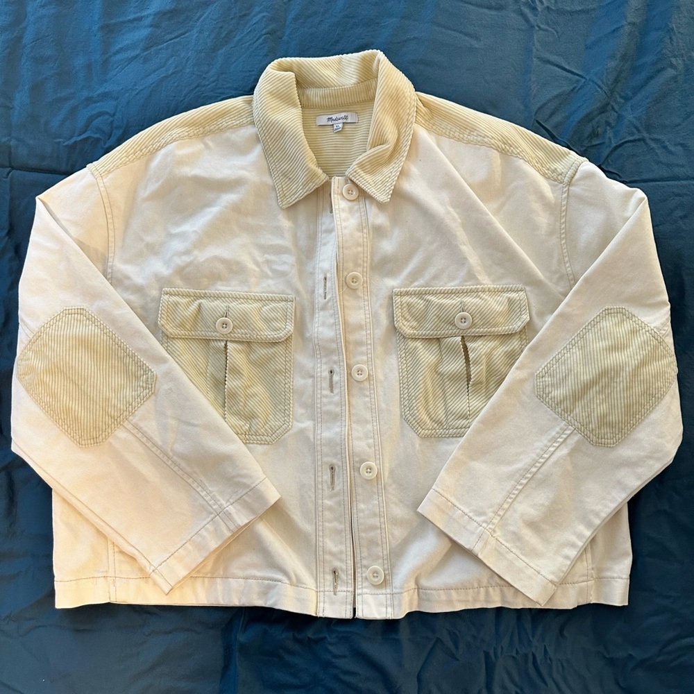 Cream Corduroy Accents Jacket